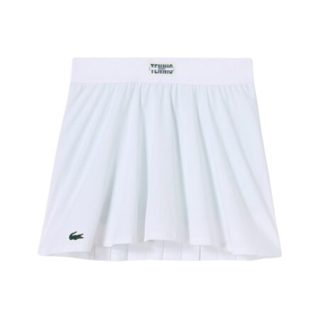 Lacoste Pleat Back Ultra-Dry Skirt Women White/Green - OLD