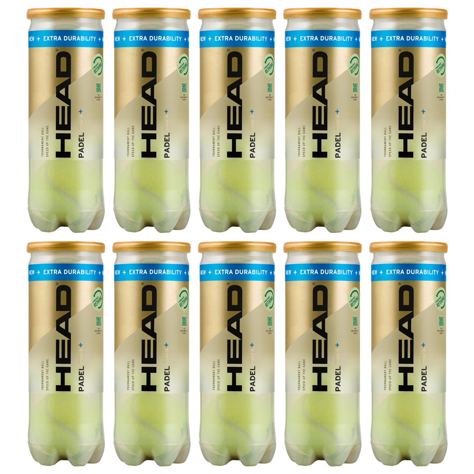 Padelbundel voor maximale spin en controle, Head Padel Pro S 3 stuks (9 ballen) en Rezztek Pro-spin-strips voor padelrackets