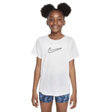 Nike One Fitted Girls Dri-FIT Short-Sleeve Top White
